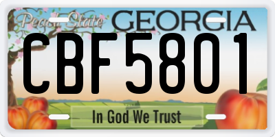GA license plate CBF5801