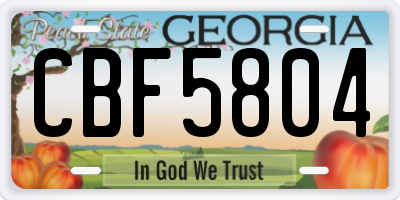 GA license plate CBF5804