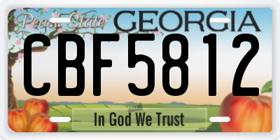 GA license plate CBF5812