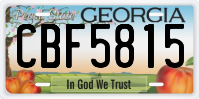 GA license plate CBF5815