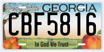 GA license plate CBF5816