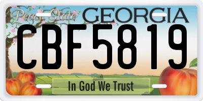 GA license plate CBF5819