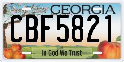 GA license plate CBF5821