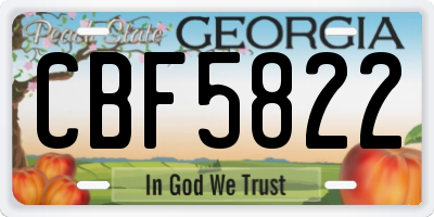 GA license plate CBF5822