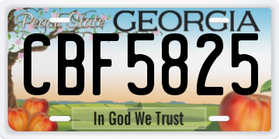 GA license plate CBF5825