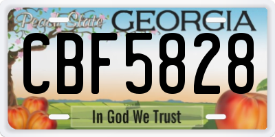 GA license plate CBF5828
