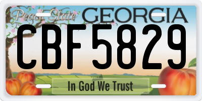 GA license plate CBF5829