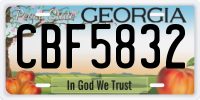 GA license plate CBF5832