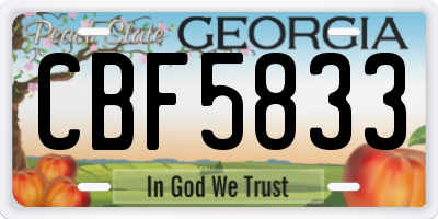 GA license plate CBF5833