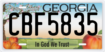 GA license plate CBF5835