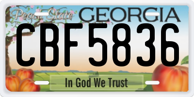 GA license plate CBF5836