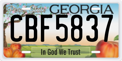 GA license plate CBF5837