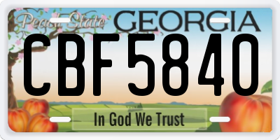 GA license plate CBF5840
