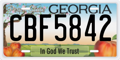 GA license plate CBF5842