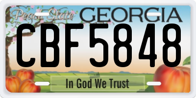 GA license plate CBF5848