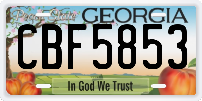 GA license plate CBF5853
