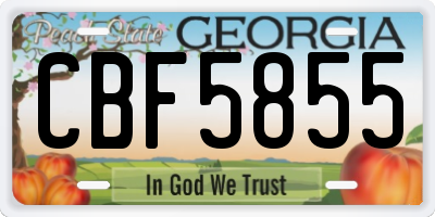 GA license plate CBF5855