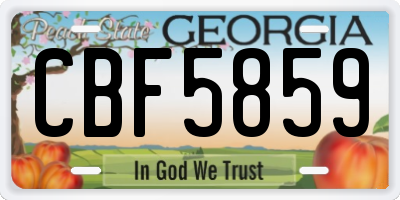 GA license plate CBF5859