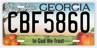 GA license plate CBF5860