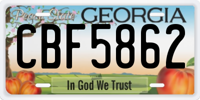 GA license plate CBF5862