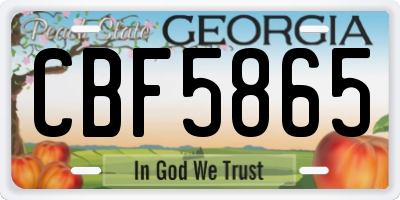 GA license plate CBF5865