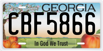 GA license plate CBF5866