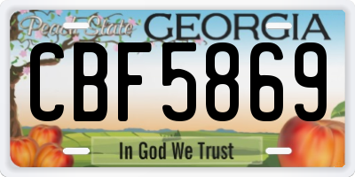 GA license plate CBF5869