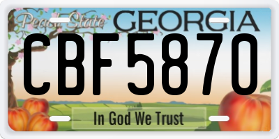 GA license plate CBF5870