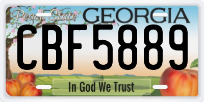 GA license plate CBF5889