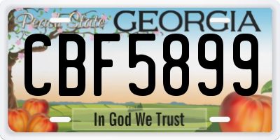 GA license plate CBF5899