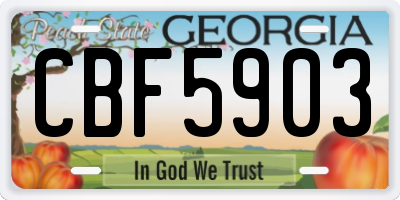 GA license plate CBF5903