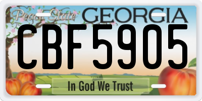 GA license plate CBF5905