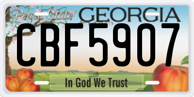 GA license plate CBF5907