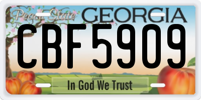 GA license plate CBF5909