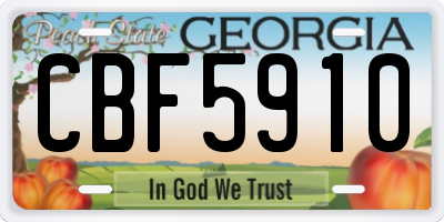 GA license plate CBF5910