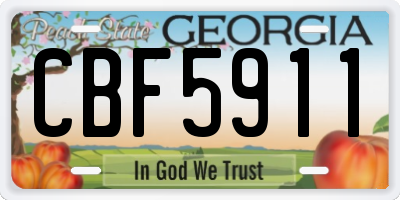 GA license plate CBF5911