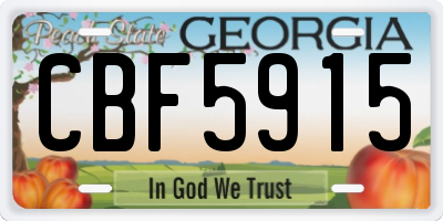 GA license plate CBF5915