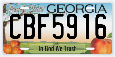 GA license plate CBF5916