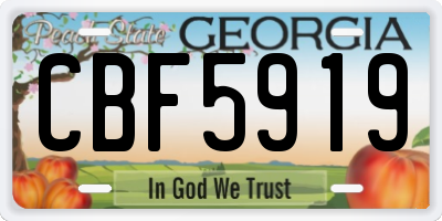 GA license plate CBF5919