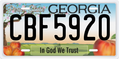 GA license plate CBF5920