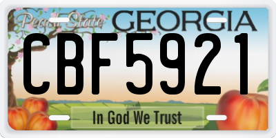 GA license plate CBF5921