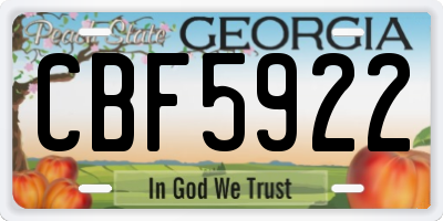 GA license plate CBF5922
