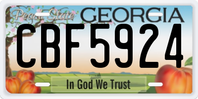 GA license plate CBF5924