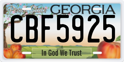 GA license plate CBF5925