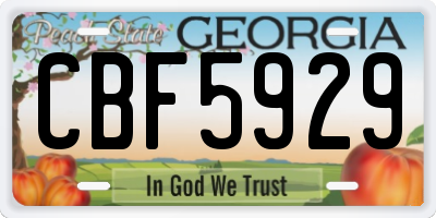 GA license plate CBF5929