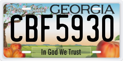 GA license plate CBF5930