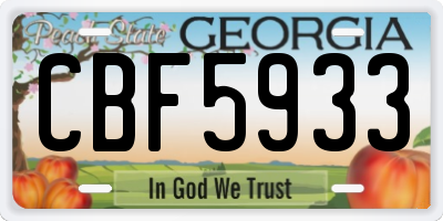 GA license plate CBF5933