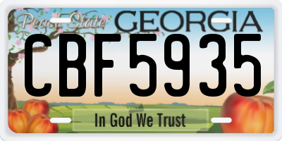 GA license plate CBF5935