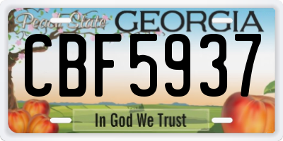 GA license plate CBF5937