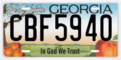 GA license plate CBF5940